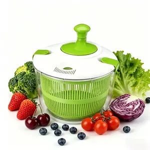 Salad Spinner 5L with Bowl & Colander, Manual Lettuce Spinner & Vegetable Dryer, Multi-Use Fruit and Vegetable Washer, Produce Dryer Strainer, Pasta & Fries Spinner for Kitchen Meal Prep and Salad Making Utensils Basket  Plastic Multifunction Sturdy