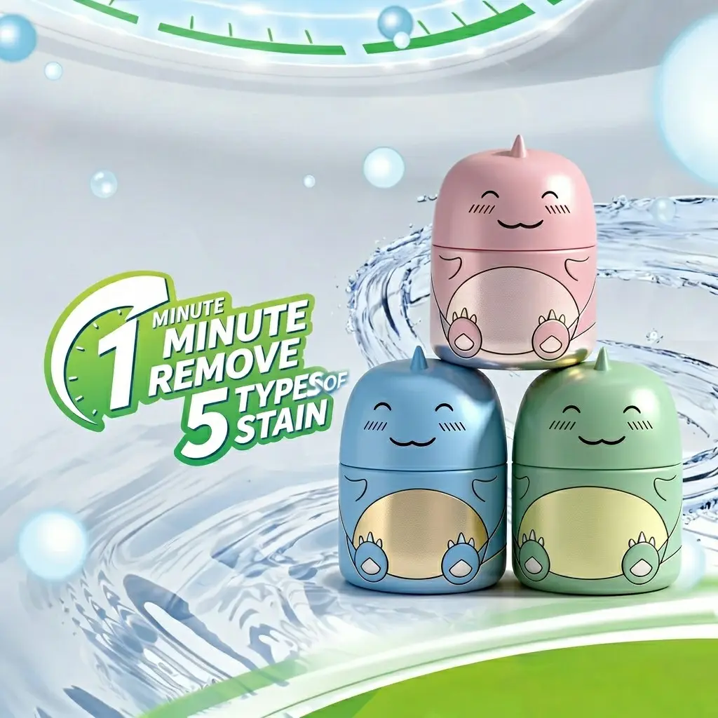 3PCS Scented Non-Toxic Deodorizing Freshener Household Toilet Bowl Cleaners - Cute Dinosaur-Shaped Bathroom Tank Cleaning Bottles with Ocean Jasmine, Peach, Strawberry Scents, 24-Month Long-Lasting Nature-Infused Home Care Supplies