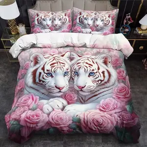 3-Piece Printed Bedding Set, Includes 1 Fitted Sheet + 1/2 Pillowcases (no Fillers), High-Definition Seasonal Prints, Home & Dorm Use, Bedroom Bedding Set, Decorative Bedding Set, Bedsheet Set