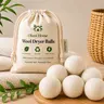 XL Wool Dryer Balls 6-Pack Set with Discs, Chemical-Free Fragrance-Free Reusable Cotton Fabric Softener Drier Aid, Quick-Drying 6-Month Durable Eco-Friendly Home Goods Household Items Laundry Accessory