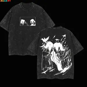 Retro Limited Sasuke x Itachi Naruto Anime Double-Sided Printed Vintage Oversized Washed Graphic T-Shirt, Casual Y2K Oversize Anime Manga Acid Wash Graphic Tee, Unisex Cotton Streetwear Otaku Top Fit, Gift For Fan Anime Lover Z54 27I