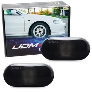 iJDMTOY JDM Spec Smoked Lens Front Fender Side Marker Lamps Housings For JDM Spec Honda/Acura Civic EG Intrega RSX DC2