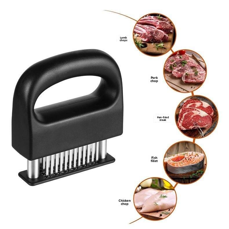 Stainless Steel 48-Pin Tenderizer with Auto Rebound Quickly Tenderizes Meat Sous Vide Tool for Beef Tenderloin Chicken Wings