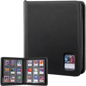 Top Loader Binder, 9 Pocket Holds 324 Toploaders, Waterproof PU Leather with Non-PVC Pockets for Trading Cards or Sports Cards, Compatible with TCG, MTG in 3"x4" Toploader -Black