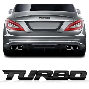 Msyuusr 2PCS Turbo Car Emblem, Premium Metal Turbo Badge, 3D Turbo Metal Fender Logo Badge Sticker, Car Accessories Car Emblem Decal for All Cars, Truck, SUV(Black)