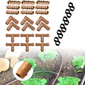 28 Pcs Water Pipe Fittings Contains 10 Fittings 6 Tees 6 Elbows and 6 Pipe End Caps Garden Irrigation Water Pipe Fittings for 1/2 Inch Pipe Drip Irrigation Fitting Kit for Drip or Sprinkler Systems