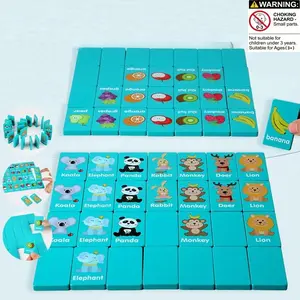 Wooden Dominoes Game, 1 Box Colorful Dominoes Building Blocks Toy with Storage Bag, Family Fun Game, Tabletop Games, Educational Toy for Kids, Gift for Boys & Girls