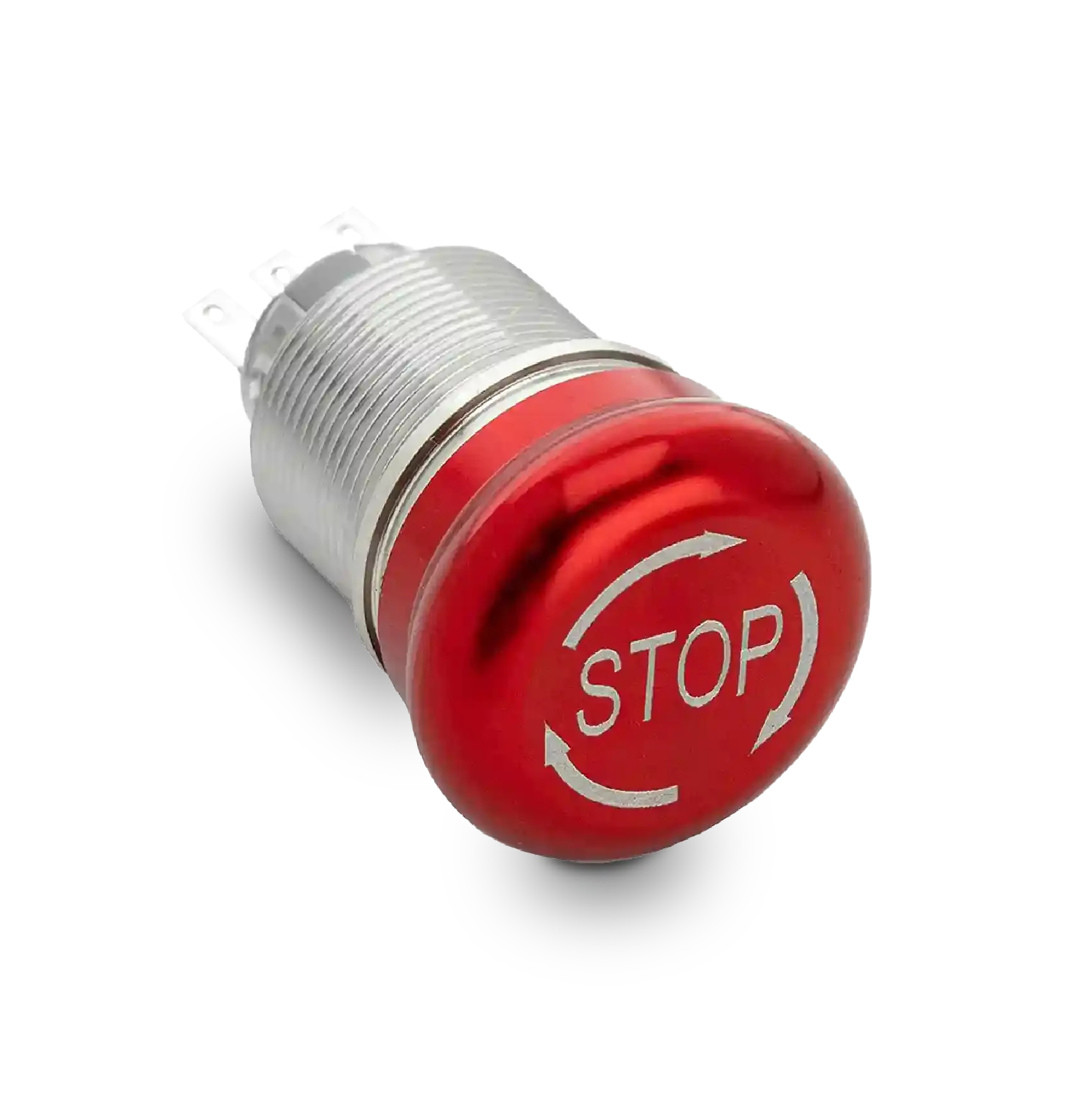 Shopcorp Aluminum Emergency Push Button, 1 N/O and 1 N/C - 22mm Waterproof Latching Switch