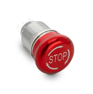 Shopcorp Aluminum Emergency Push Button, 1 N/O and 1 N/C - 22mm Waterproof Latching Switch