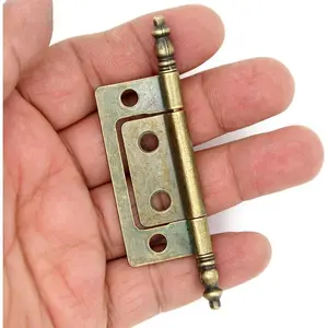 6 PCs Vintage Antique Brass Flap Hinges with for Wooden Boxes Jewelry Cases Cabinet Cupboard, Medium Size, Length 2-in (51 mm)