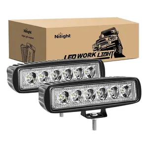 Nilight 6.3 in 18W Flood LED Work Lights Pair - LED Car Lights with Mount Brackets, Die-Cast Metal, High Brightness for Automotive Road Illumination