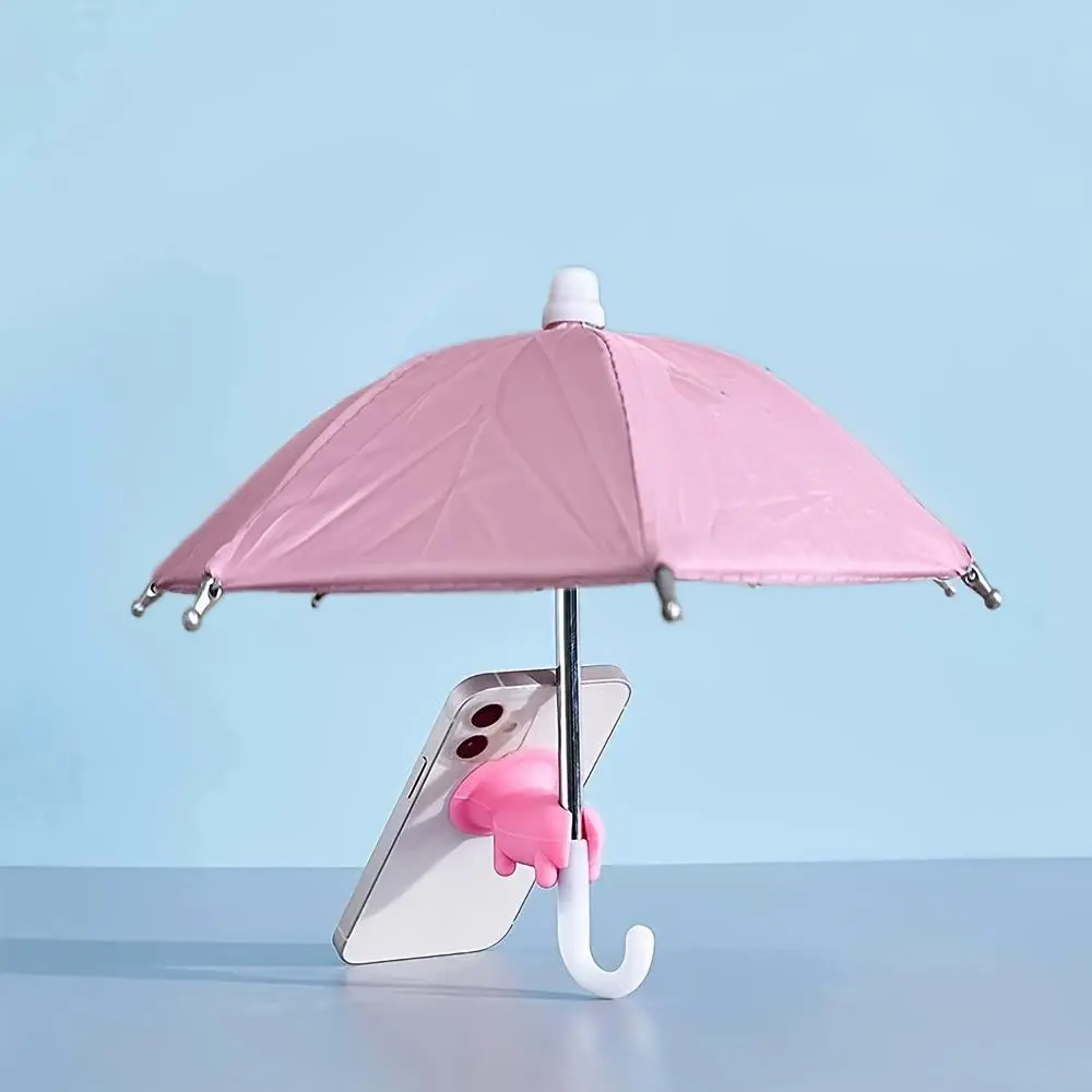 Mini Phone Sunshade Umbrella Set with Universal Pig Suction-Cup Stand, Outdoor Anti-Glare Portable Rain Umbrella with Smartphone Stand, Protects Against Rain & Sunlight Outside Umbrellas