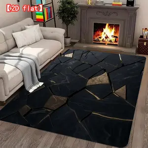 2D flat large hit velvet carpet, black cracked decorative wall living room carpet, modern home decoration carpet for hallway, bedroom, and game room, Modern Abstract Rug