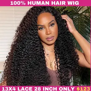 [28inch=$123] Suntuhair 180% Density 13x6 13x4 Jerry Curly HD Lace Front Wig Human Hair Full Lace Frontal Human Hair Wigs for Women Pre Bleached Knot Cheap Wig