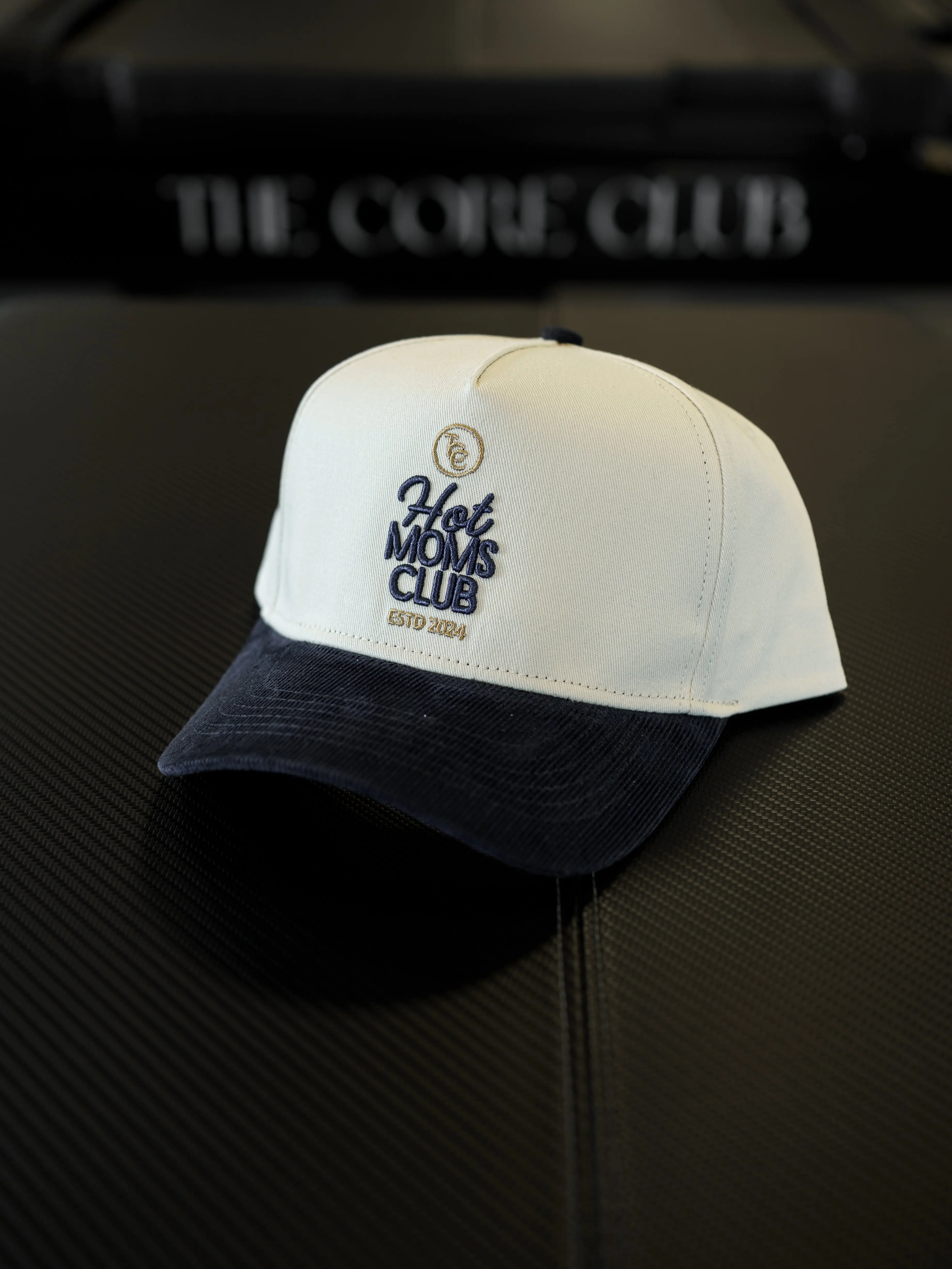 TCC Hot Moms Club Navy Corduroy Baseball Hat | Pilates Outfit Accessories