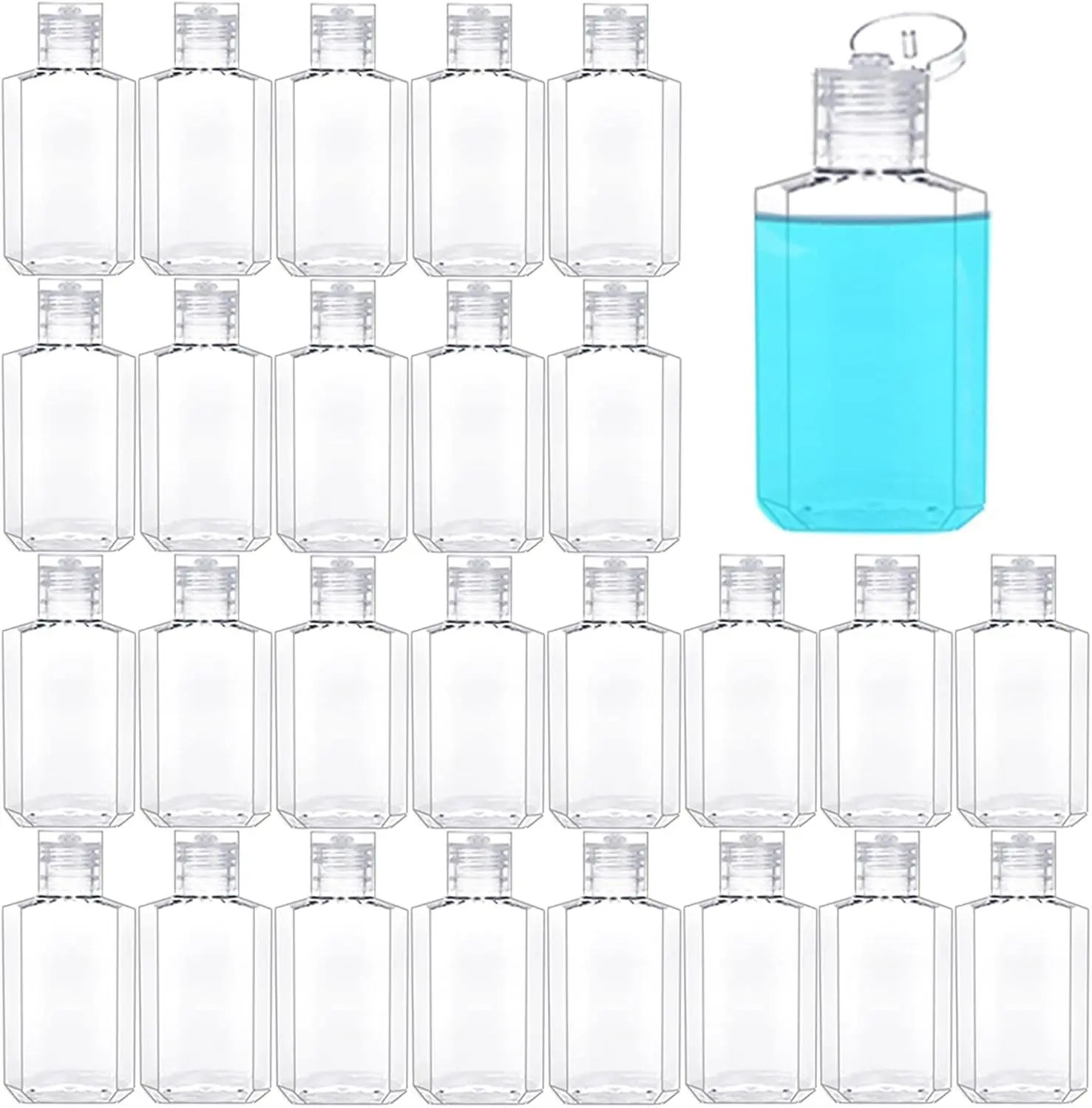 40 Pack 2 Oz Plastic Refillable Bottles with Flip Cap, Travel Size Bottles, Reusable Containers for Business Trip, Outdoor Camping
