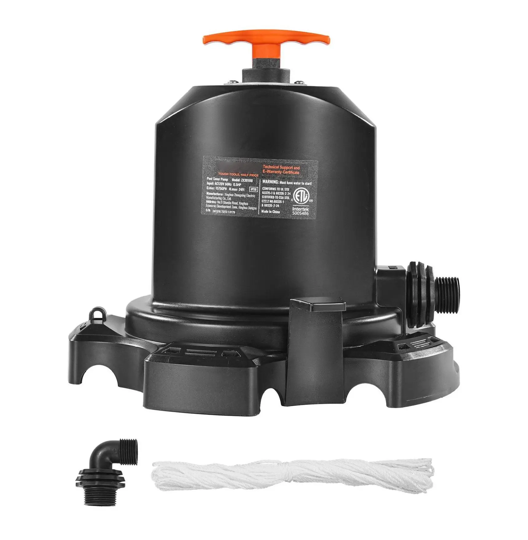 Pool Cover Pump 1/2 HP 1575 GPH, Submersible Pool Pump with 25ft Cord, 24ft Lift, Water Removal for Pools, Inflatable Parks,  Tubs Default