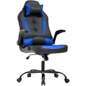 Gaming Chair Desk Chair Gamer Chair Ergonomic Office Chair With Lumbar Support Padded Flip Up Arms Adjustable Headrest Pu Leather High Back Office Chair Gamer Chair For Adults Women Men