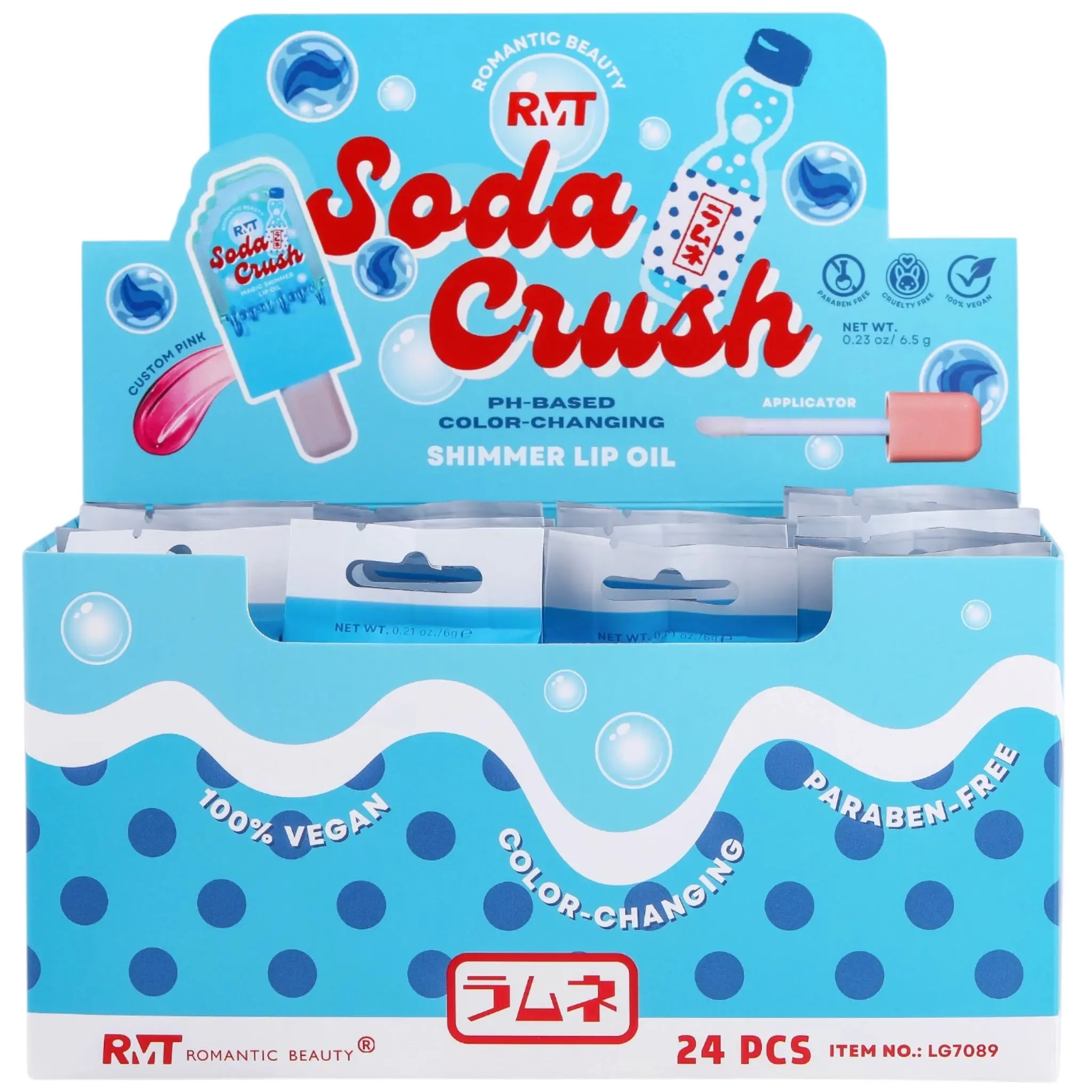 Romantic Beauty Soda Crush Shimmer Lip Oil - Wholesale Display 24 Units (LG7089)