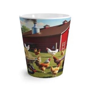 Mommy, can we take this one? Farmhouse Latte Mug - Country Kitchenware, Animal Lover Gift, Farm Decor, Rustic Coffee Cup, Perfect for Home