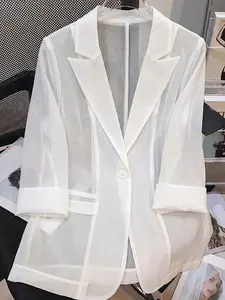 2026 Summer New Rayon Thin Sun Protection Suit Button Jacket for Women, Lightweight and Breathable, Perfect for Warm Weather
