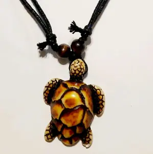 Turtle Necklace Made of Imitation Yak Bone 17 Inch Black Cord Pendant for Casual Wear Handmade Fashion Accessory Jewelry Gifts