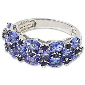 Colleen Lopez Exotic Colored Gemstone 3-Row Ring