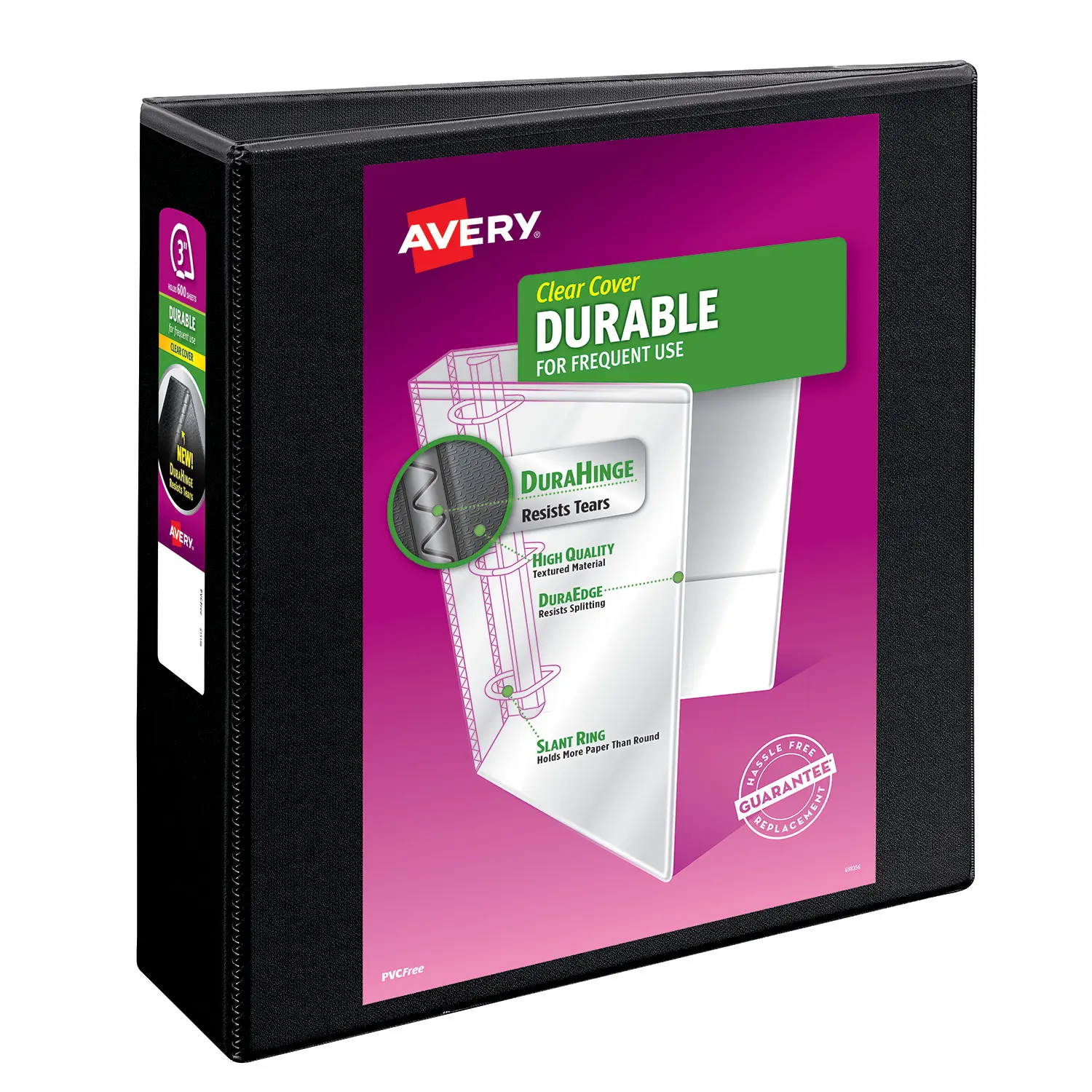 Avery Durable View 3 Ring Binder, 3 Inch EZD Rings, 1 Black Binder (09700), Important Document Binder, Binders