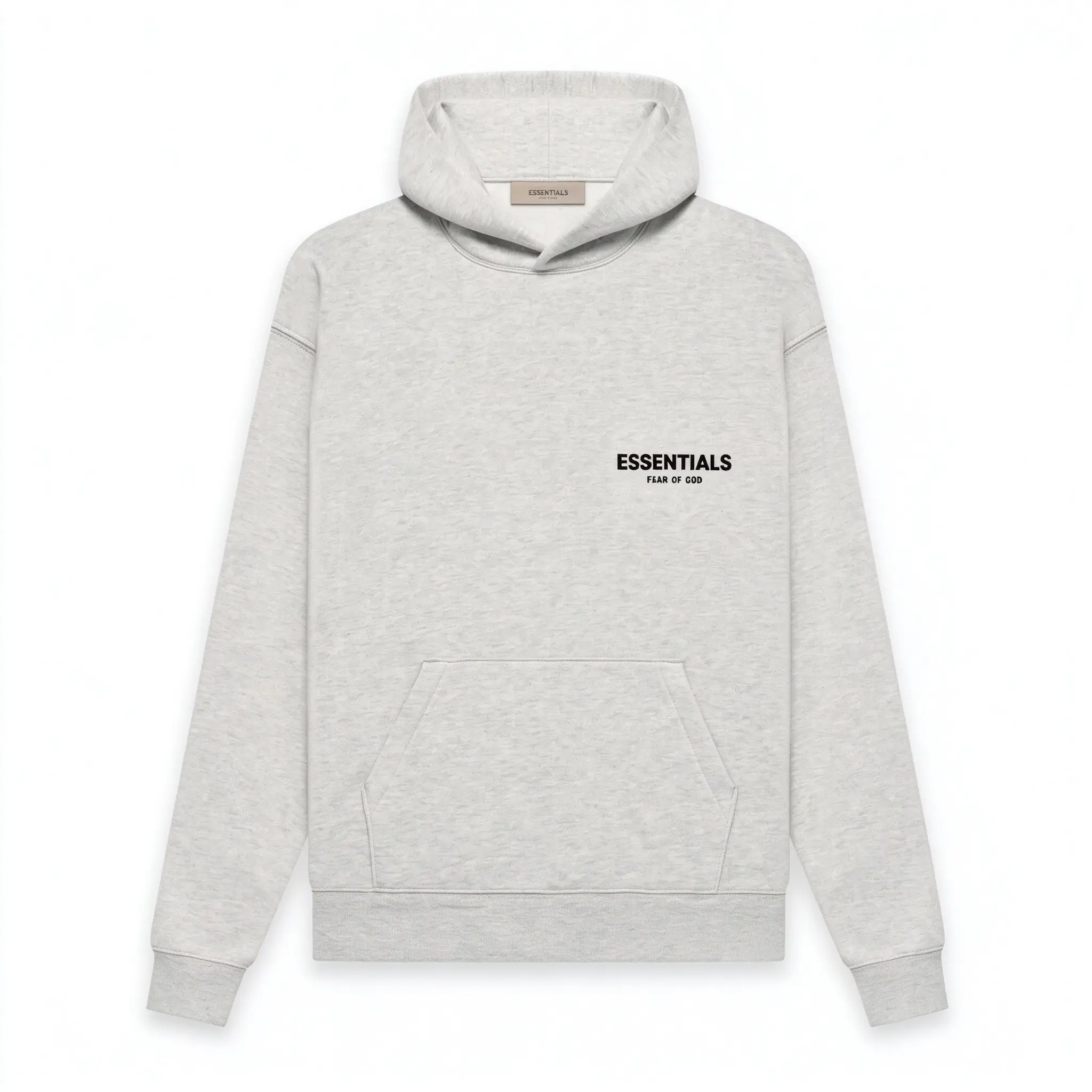 Fear of God Essentials Mens Hoodie Oatmeal Grey Pullover Oversized Fleece Hooded Sweatshirt Back Logo Streetwear Top