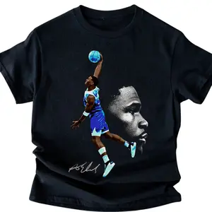 Trendy Unisex Vintage Anthonyy Edwardss Dunk  90s Bootleg Basketball Signature Print. Casual Short Sleeve Crewneck Top. Pro Hoops Playoffs Game Day Streetwear Aesthetic. Everyday Summer Men Women Outfit Apparel.