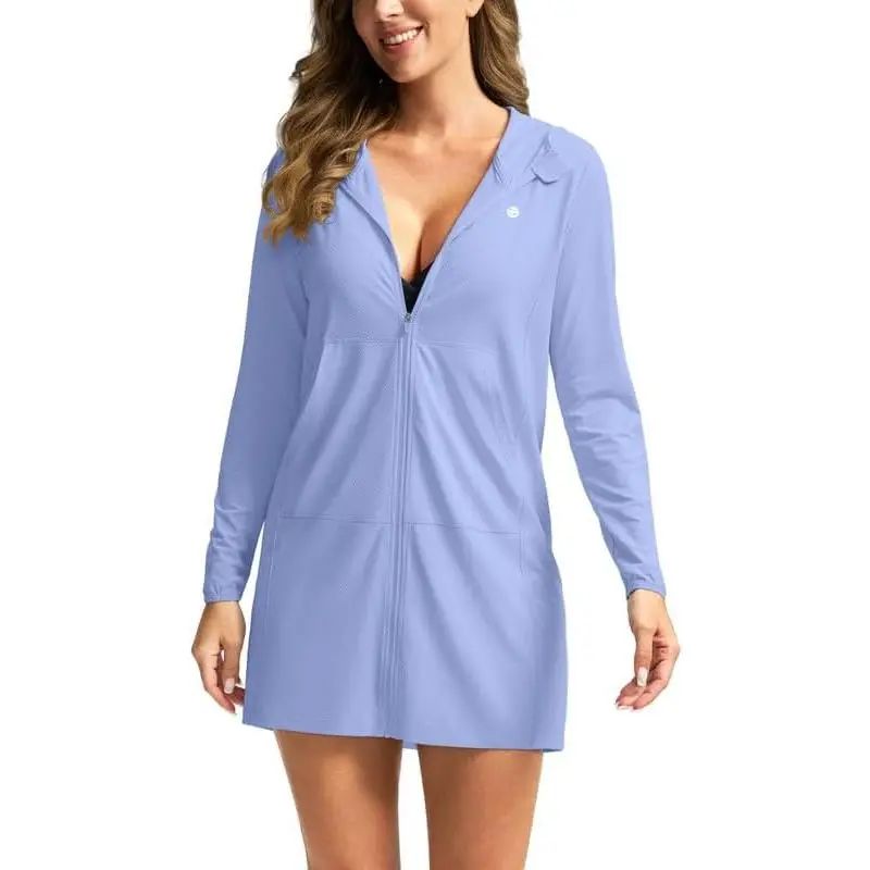 Women's UPF 50+ Swim Cover Up Sun Protection Hoodie Long Jacket SPF  Lightweight Beach Cover Ups for Women - TikTok Shop