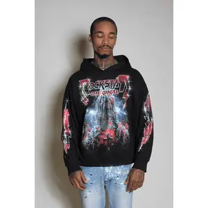 Ruhl Black Rhinestone Oversized Hoodie