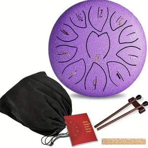 Outdoor Garden Rain Drum, 6 Inch 11-Tone Steel Tongue Rain Drum, Meditation Bell, Adult Instrument with Bag, Sheet Music, Drumsticks