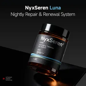NyxSeren Luna (PM) | Deep Sleep & Repair Protocol | Calm Racing Mind | Ashwagandha, GABA, Spermidine | Bio-Sync Formula | 60 Tablets