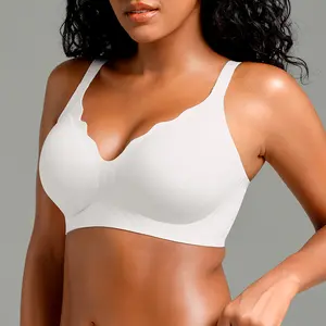 Deangelmon Women's Seamless Wirefree Jelly Bra Soft Support Push-Up Full Coverage Back Fat Smoothing Jelly Strip Breathable Daily Elegance W Design