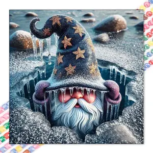1 DIY diamond painting set, 5D diamond art kit, DIY decoration, star hat, ice and snow, little people diamond painting set with full round diamonds, mosaic, diamond art, DIY art home decoration, suitable for Christmas.