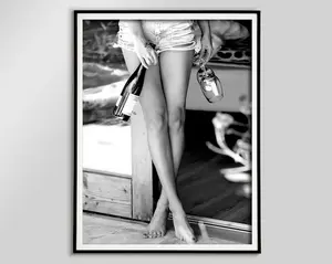 Feminist Poster, Woman Drinking Wine Print, Black and White, Bar Cart Print, Alcohol Wall Art,