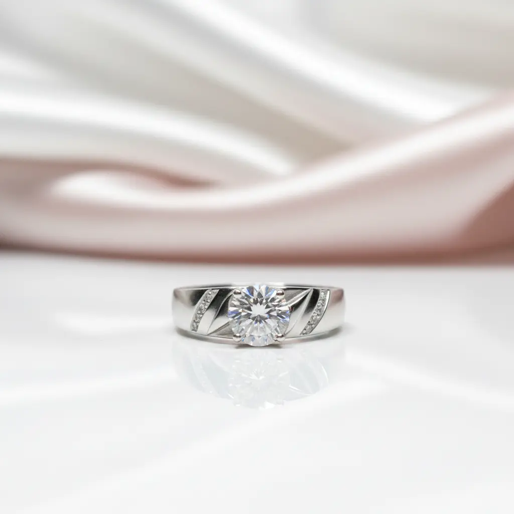 1.0 Ct Round Cut Diamond Option Men's Ring