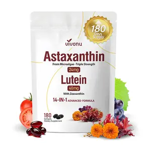 14-in-1 Astaxanthin 24mg & Lutein 40mg Softgels with Zeaxanthin, Microalgae Antioxidant for Eye, Skin & Immune Support, Non-GMO, Gluten-Free, 180 Softgels, 6-Month Supply