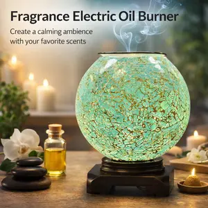 Fragrance Oil Warmer & Night Light Teal Green Glass