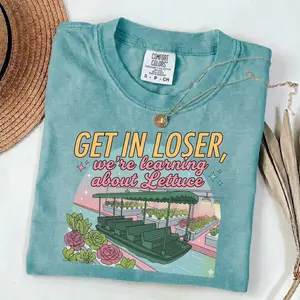 Get In Loser We're Learning About Lettuce T-Shirt - Funny EPCOT Inspired Graphic Tee - Living With The Land Vintage Shirt - Comfort Colors Retro Garden Graphic Tee, Shortsleeve, Basic Tops, Fabric Cotton, Women's Top, Menswear Top, Gifs, Streetwear