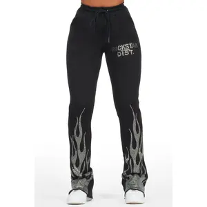 Anastesia Black Stacked Track Pant