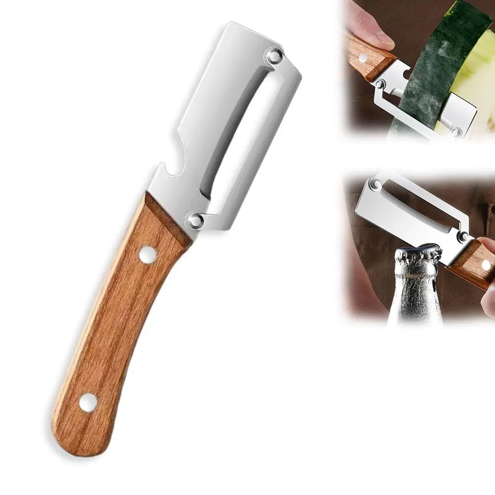 Multi-Functional Kitchen Vegetable Peeler: Ergonomic Handle, with Bottle Opener, stainless steel pota to peelers,papaya shredder,kiwi peeler,Suitable for Fruits, Sugar Cane, Pumpkin