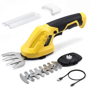 GAOMON 2-in-1 Electric Handheld Hedge Trimmer, Cordless Grass Shear & Shrub Trimme, Lightweight Rechargeable Bush Trimmers, with Type-C Cable, Dual Safety Switch, Brushless Motor, for Yard, Lawn, Garden Yellow