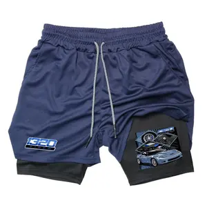 1320 2 in 1 Running Shorts Men Quick Dry Gym Workout Shorts with Compression Liner Athletic Outdoor Fitness Shorts with Pockets