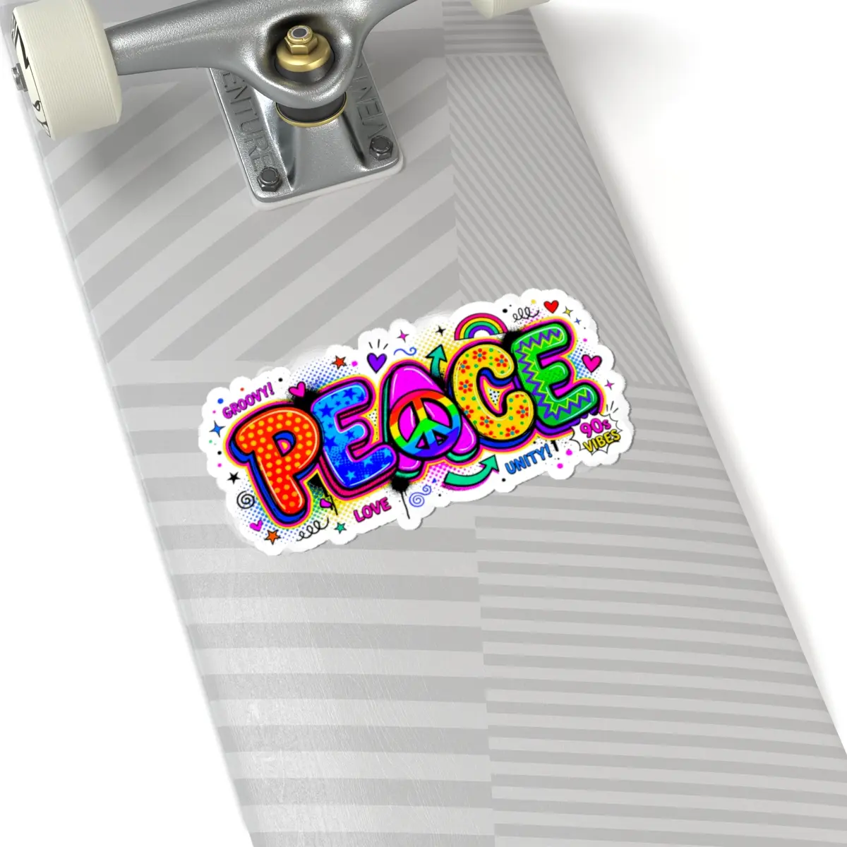 90s Vibes Peace Sign Rainbow Adhesive Sticker, Colorful Paper Decorative Die-Cut Permanent Sticker for DIY Scrapbooking & Stamping, Adhesive Stickers Stickers, Colorful Paper Stickers