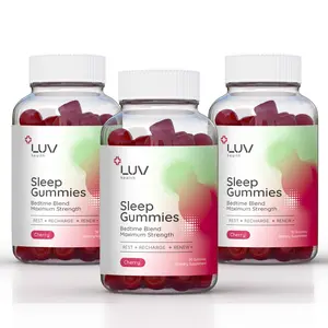 LUV health Sleep Gummies: Natural Sleep Aid with L-Theanine, Magnesium, Chamomile, Tart Cherry & Melatonin, Vegan, Gluten-Free, Non-GMO, Gentle & Effective, Made in USA, 3Pack 90ct (1)