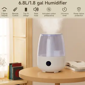 Areyourshop Humidifiers for Bedroom Large Room Home (6.8L) Cool Mist Top Fill Essential Oil Diffuser for Baby & Plants&Pet  Large capacity With remote control