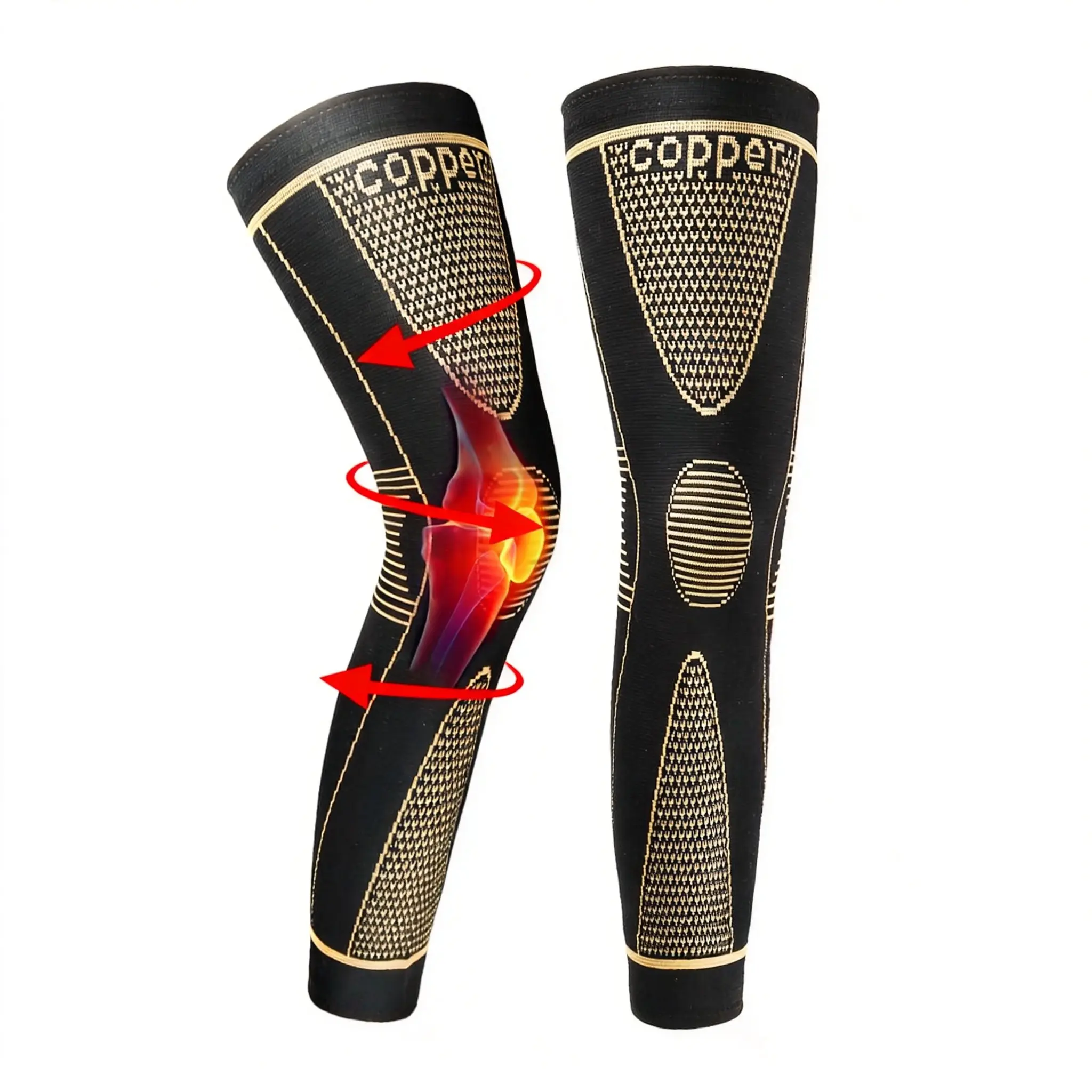 (1-Pair),2026 New ModelFull Leg Compression Sleeve  Copper Knee Sleeves, Anti Slip Compression Stockings, Support for Thigh, Knee, Calf, Arthritis, 20-30mmHg Reduce Varicose Veins,Sports knee brace, Swelling for Men & Women