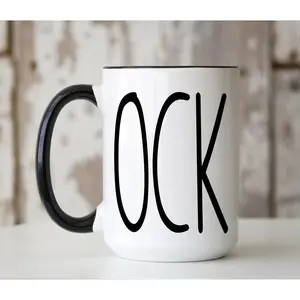 OCK Mug with Handle |   Funny Offensive Adult Humor Bad Swear Word Joke Gag Gift 15oz Coffee Cup Birthday Christmas Office Gift for Women Men Ceramic Classic